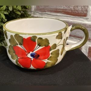 Beautiful ceramic flower painted coffee tea mug from “Italy” - large - nice
